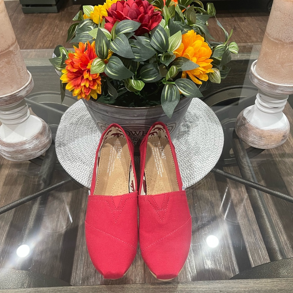 Toms Red Espadrilles for Women Size 7.5 W